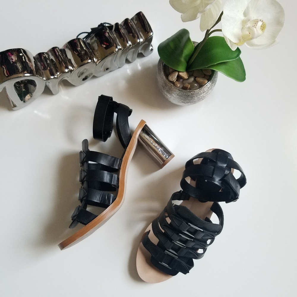 Zara Basic Collection Sandals Metallic Heels - image 4